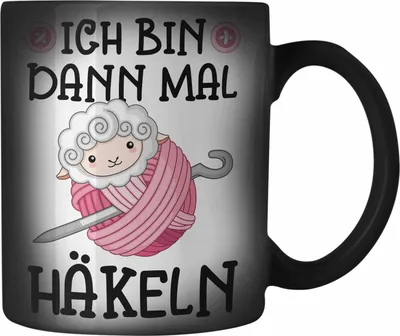 Produktbild von Trendation - Häkeln Zubehör Farbwechsel Zauber-Tasse Geschenk Stricken Geschenke Häkel Oma Mama Ich Bin Dann Mal Häkeln (Schwarz)