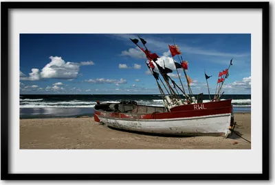 Produktbild von Bild 60x40 MDF-Rahmen Wandkunst Boot Seestrandlandschaft