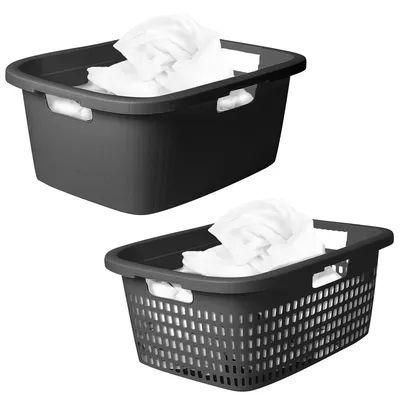 Zdjęcie produktu dla Novaliv kosz na pranie 25L + wanna na pranie 25L, zestaw pojemników na pranie, wiadro na pranie, pojemnik na brudną bieliznę do łazienki, kosze na pranie, wanna na pranie, kosz na pranie, kosz na pranie, pojemnik na brudną bieliznę