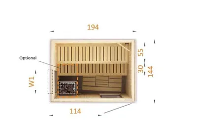 Produktbild von FinnTherm Innensauna Saunakabine Miranda 3 Sitzbänke Wandstärke 40 mm