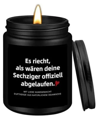 Produktbild von Duftkerze Sandelholz 60. Geburtstag Geschenk für Frauen & Männer 200g