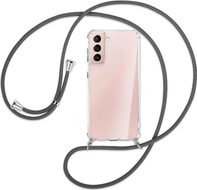 Produktbild von Handykette Backcover-Schutzhülle mit Band (Metall silberfarben) für Samsung Galaxy S21 Plus 5G - dunkelgrau