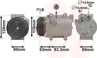 Produktbild von VAN WEZEL 5900K121 Klimaanlage Klimakompressor PAG 46 R134a für VOLVO V70 II (285) XC90 I (275) S60 I (384) S80 I (184)
