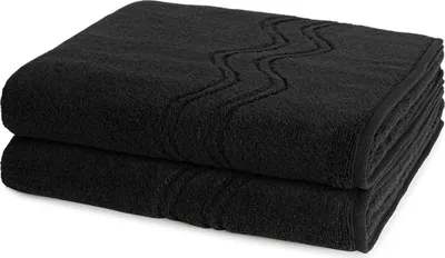 Produktbild von Ross Cashmere feeling 2 X Duschtuch im Set Walkfrottee aus Baumwolle 520 g/m², Weich saugstark mit Aufhänger Kordel, Wellenmuster und gewebte Bordüre elegant