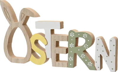 Produktbild von Deko Aufsteller Schriftzug Ostern 16x29cm aus Holz Natur Braun