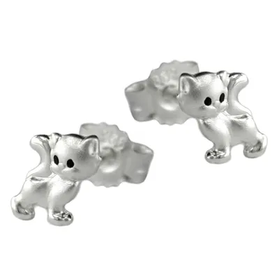 Produktbild von Ohrstecker Ohrring 6x5mm Kinderohrring Katze matt-glänzend Silber 925 silber 6x5mm
