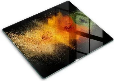 Zdjęcie produktu dla Deska kuchenna – 60 cm x 52 cm - Szklana deska do krojenia - Szkło hartowane – Antypoślizgowa - Kolorowe Przyprawy