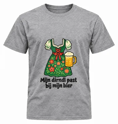 Productafbeelding van Speels Mijn dirndl past bij mijn bier T-shirt – Humoristisch typografisch ontwerp voor bierliefhebbers