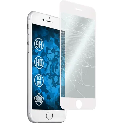 Produktbild von 1er-Pack PhoneNatic Glas-Folie klar full-screen mit abgerundeten Ecken weiß kompatibel mit Apple iPhone 6s / 6 - Panzerglas für iPhone 6s / 6