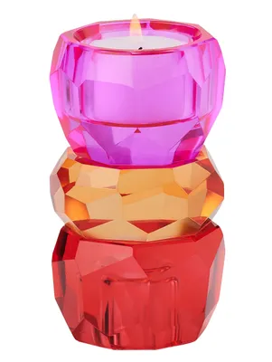 Produktbild von Gift Company Kerzen- und Teelichthalter Palisades, Kristallglas, Rot, Orange, Pink, 10.5 cm, 1054404013