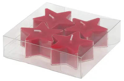 Produktbild von Teelichter "Stern" Rubin Rot 4er-Pack, 5 Stunden