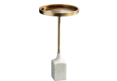 Image de Table d'appoint 55 cm en marbre doré, design moderne pour le salon - ACHETER MAINTENANT