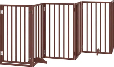Obrázek produktu pro vidaXL Ohrada pro psy s dvířky Skládací 6 panelů Hnědá 300 cm Topolové dřevo