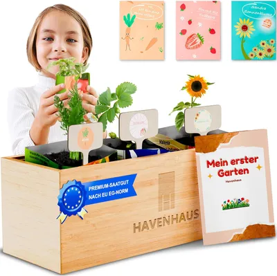 Produktbild von MEIN ERSTER GARTEN - Saatgut Anzuchtset Kids Edition 5-10 Jahre I Ostergeschenke Kinder I Kinderfreundlich &  inkl. Samen aus Deutschland