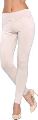 Produktbild von Damen Treggings Jeggings Leggings Hose mit Taschen; Beige/M/L 38/40