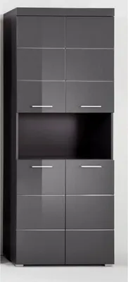 Image de Colonne de Salle de Bain Double Amanda, 4 Portes + 1 Niche, 73 x 31 x 190 cm, Gris