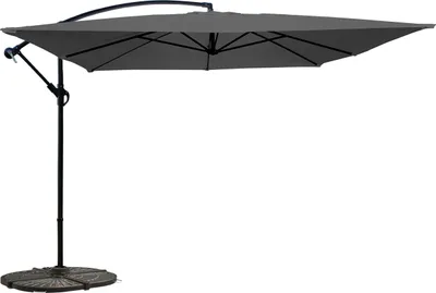 Image de Parasol déporté 3x3m et 4 dalles à lestées gris - Oviala Genova
