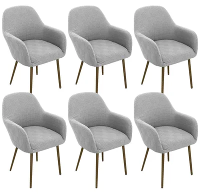 Immagine prodotto di Copri-sedie da pranzo con braccioli (set da 6) in grigio chiaro