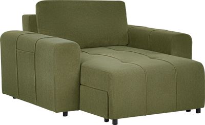 BELIANI Chaiselongue Grün Stoff Gepolstert mit Schlaffunktion Récamiere Modernes Retro Design Wohnzimmermöbel