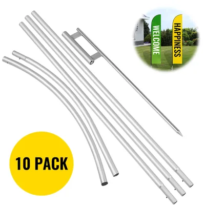 Produktbild von VEVOR Standard Größe Oxford Swooper Flagge 10 x 6 Stk 16 Fuß Zeichen Banner Aluminiumlegierung, 4,3 m Swooper Flagge Werbung Schild mit Fahnenmast-Set und Erdspieß Werbung Schild Slogan-Flaggen