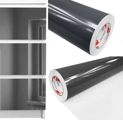 Produktbild von Möbelfolie selbstklebend 100x200 cm - Graphitgrau Hochglanz - Einfarbig Klebefolie für Möbel - Klebefolie Möbel für einfache Anwendung, ideal für die Renovierung von Küche oder Bad - Möbelfolie