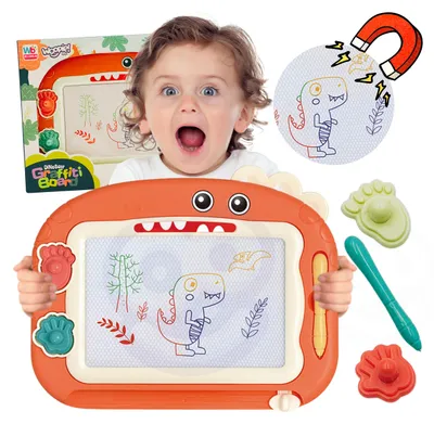 Obrázok produktu pre WOOPIE Farebná magnetická tabuľa + 2 pečiatky s dinosaurami
