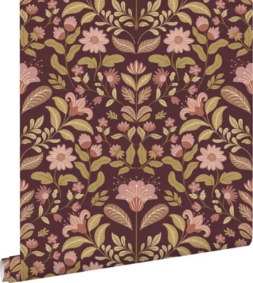 Zdjęcie produktu dla ESTAhome Tapeta zabytkowe kwiaty ciemnego fioletuIzielonym 50 x 900 cm