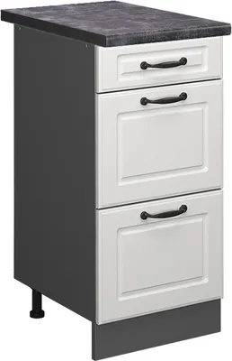 Produktbild von Küchenunterschrank Vicco R-Line Weiß Landhaus 40 cm mit Schubladen, AP Anthrazit, Model 45830
