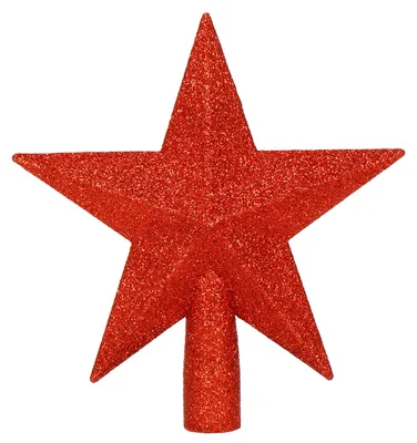 Image de Étoile pour sapin de Noël 15 cm rouge scintillante, décoration de Noël