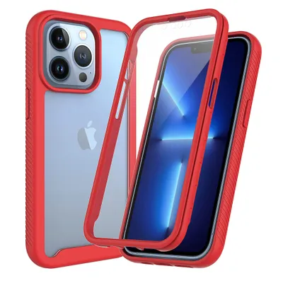 Obrázek produktu pro Pouzdro pro iPhone 13 Pro nárazník s vestavěnou ochranou displeje 360° celotělové ochranné pouzdro červené