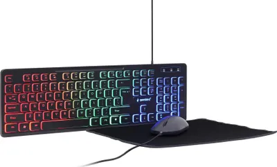 Image de Ensemble clavier/souris/tapis de souris, Gembird, RGB, Noir