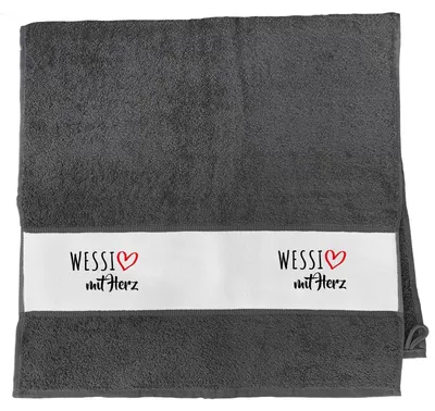 Produktbild von Huuraa Handtuch Wessi mit Herz 50x100cm Graphite Baumwolle Handtuch Geschenkidee
