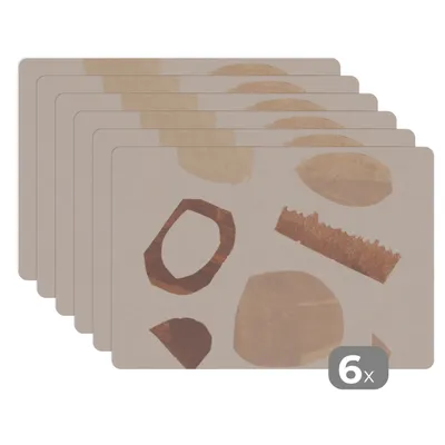 Obrázok produktu pre MuchoWow® Podložky Sada 6 umývateľných podložiek 45x30 cm Tvary - Abstraktné - Pastelové - Farby - Podložka na stôl Podložka Nekĺzavá a odolná voči teplu - Podložka - Podložka na stôl - Odolná voči teplote