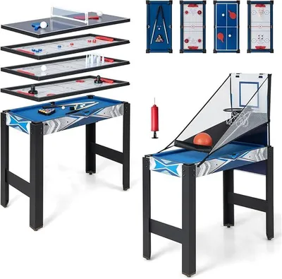Imagen del producto de Mesa multifuncional 6 en 1 con baloncesto y billar