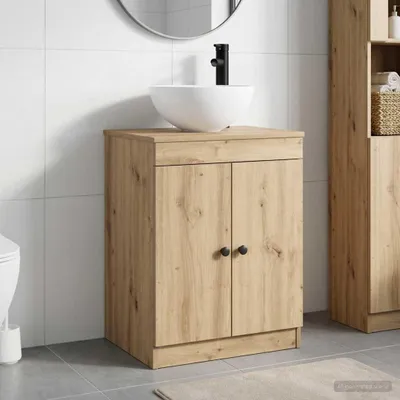 Image de Maison Exclusive - Ensemble de meubles de salle de bain en bois stratifié imitation chêne artisanal