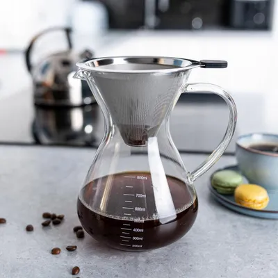 Altom Design Kaffeebereiter aus Glas, 800 ml, mit Edelstahlfilter