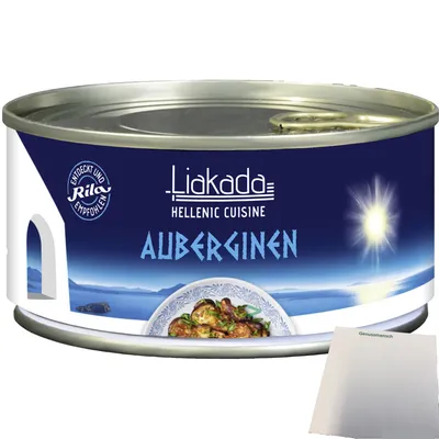 Produktbild von Liakada Auberginen mit Zwiebeln in Öl (280g Dose) + usy Block