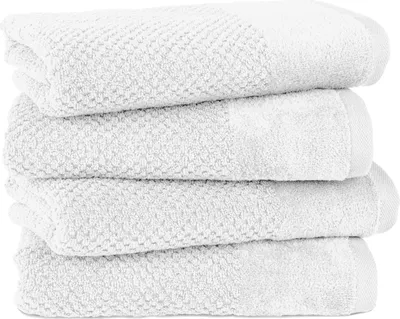 Produktbild von Pure Label 4-TLG Handtücher Set mit Aufhängeschlaufen aus Baumwolle, saugstark und weich | 4er Pack Handtücher 50x100 cm aus Baumwolle, Weiß