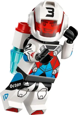 A LEGO minifigure of a jetpack racer.