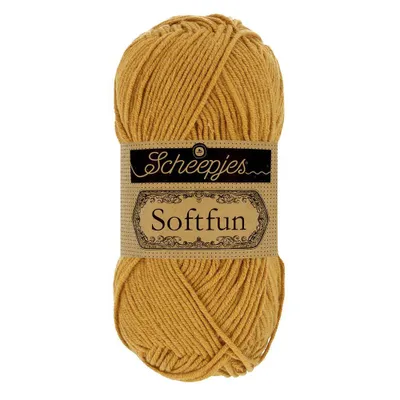 A ball of mustard yellow yarn with a label.