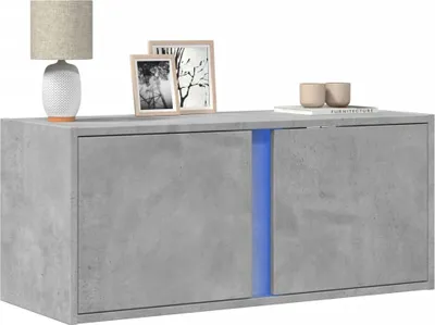 Image de Maison Exclusive - Meuble TV avec éclairage LED gris béton 80x31x35 cm