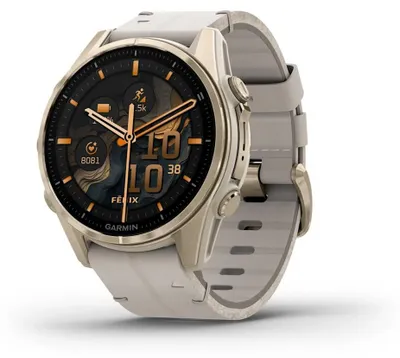 Image de Garmin Fenix 8 3,3 cm (1,3") AMOLED 43 mm Numérique 416 x 416 pixels Écran tactile Or Wi-Fi GPS (satellite)