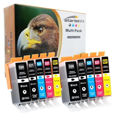 A multi-pack of ink cartridges and their packaging, featuring an eagle's head.