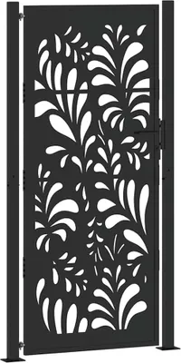Image de Portail de jardin noir 100x200 cm en acier avec design ondulé