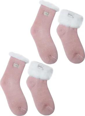 Produktbild von 2 Paar Damen Thermosocken „Sweet“ – Warme Kuschel-Haussocken in Rosa, (Größe 36–42), A0319