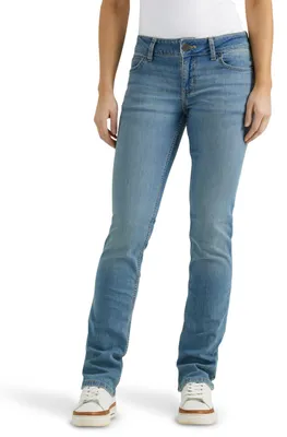 Image de Jeans western pour femmes Wrangler, coupe mi-haute, extensible, coupe droite