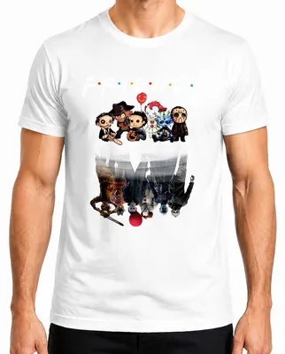 Produktbild von FRIENDS Horror Ikonen Pennywise Michael Jason Freddy Pinhead Herren T-Shirt, Weiß, XL