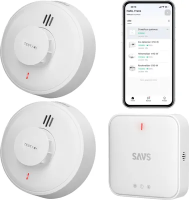 Produktbild von SAVS LinkSmart® Intelligentes Bundle - 2 H10-W Hitzemelder und G10 Gateway - 10 Jahre Batterie - Küchenmelder - Funktioniert über App - WiFi