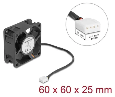 Image de DELOCK Axiallüfter 24 V DC, 60 x 60 x 25 mm schwarz