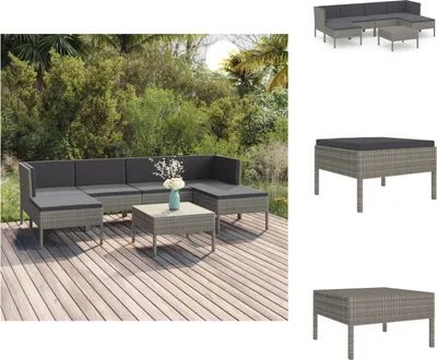 Produktbild von vidaXL 7-tlg. Garten-Lounge-Set mit Auflagen Poly Rattan Grau -  Gartenmöbel-Sets